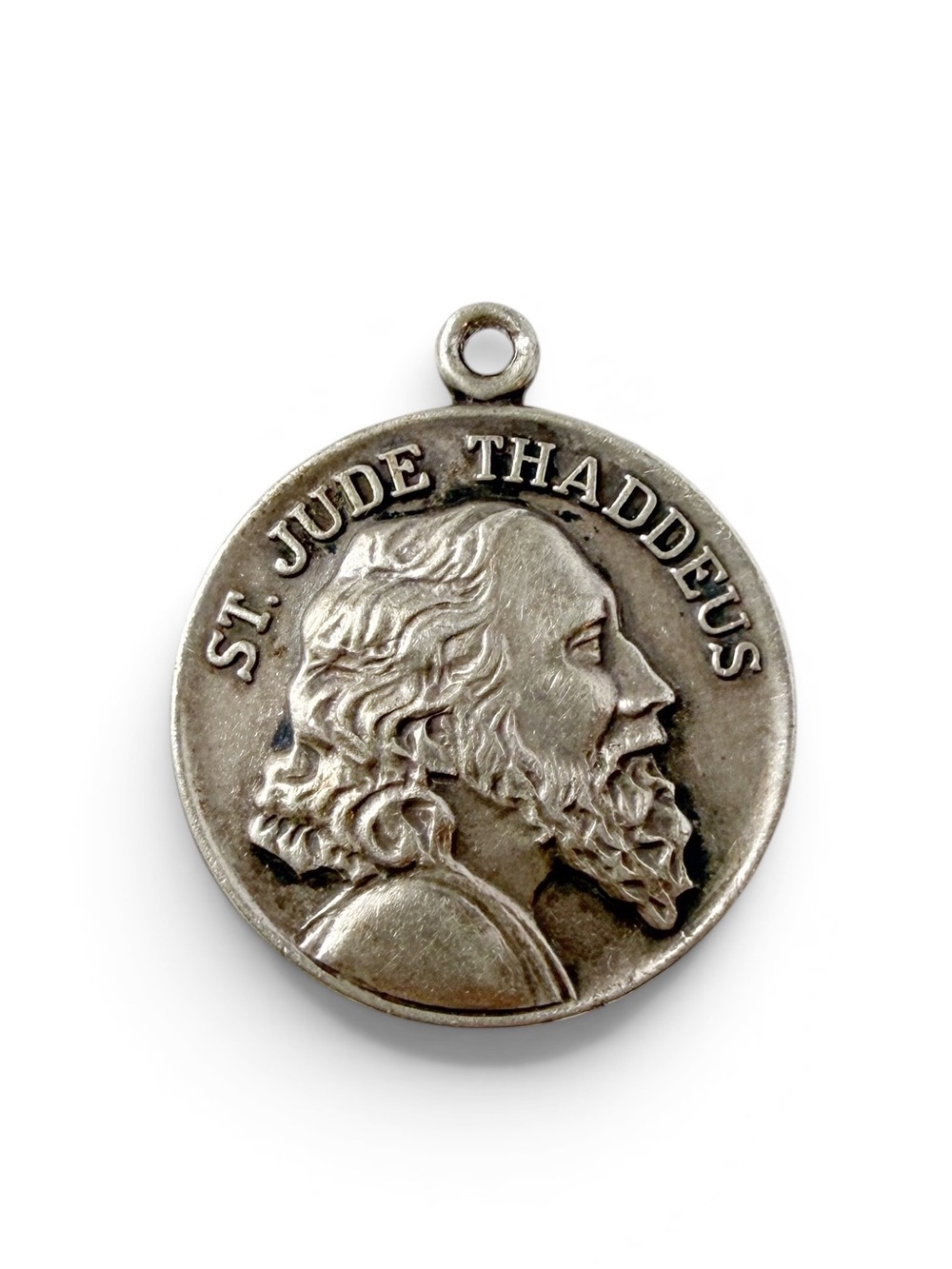 Saint Jude Thaddeus Sacred Heart Reversible Medal Charm Pendant Sterling Silver